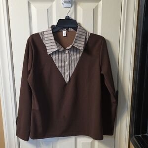 Elegant Brown Button Down Shirt for Women